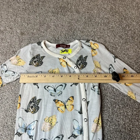 Milkbarn Baby Footed Romper 3-6 Months Butterfly Organic Cotton Snap Pajama - Picture 8 of 13